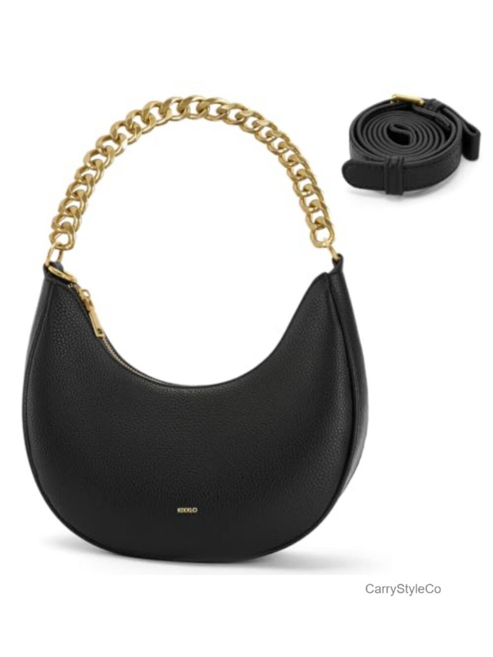 Crescent Shoulder Bag Vegan Leather Chain Strap Mini Purse
